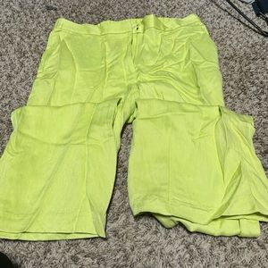 H&M lime green silk pants